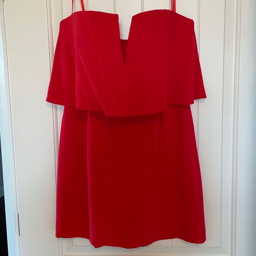 BCBG MAX AZRIA Red Mini Cocktail Strapless dress